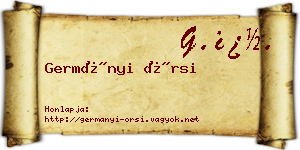 Germányi Örsi névjegykártya